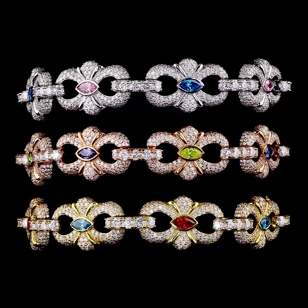 Horizontal Marquise Moissanite Diamond Bracelet