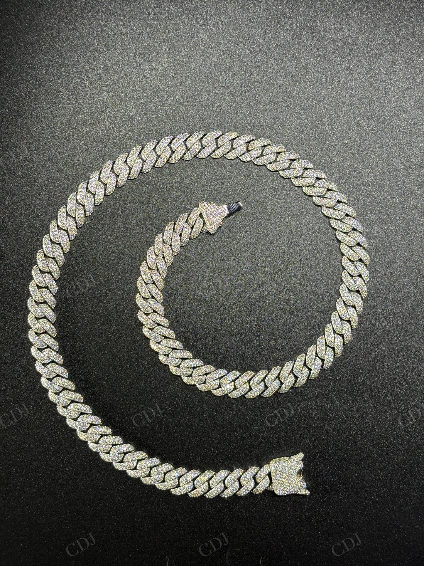 10mm Dior Lock 925 Sterling Silver Moissanite Chain