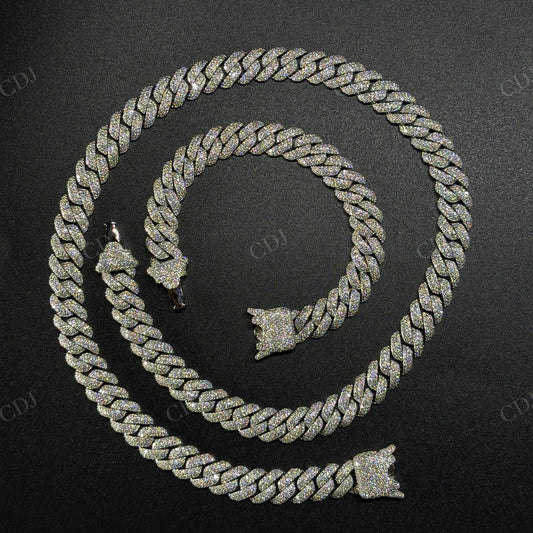 10mm Dior Lock 925 Sterling Silver Moissanite Chain