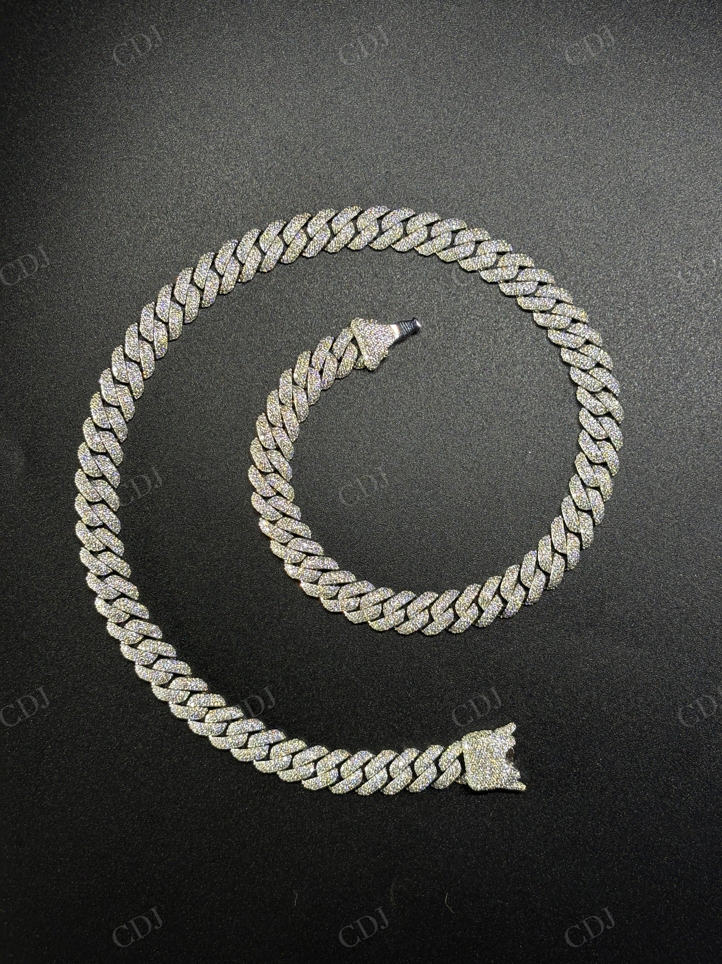 10mm Dior Lock 925 Sterling Silver Moissanite Chain