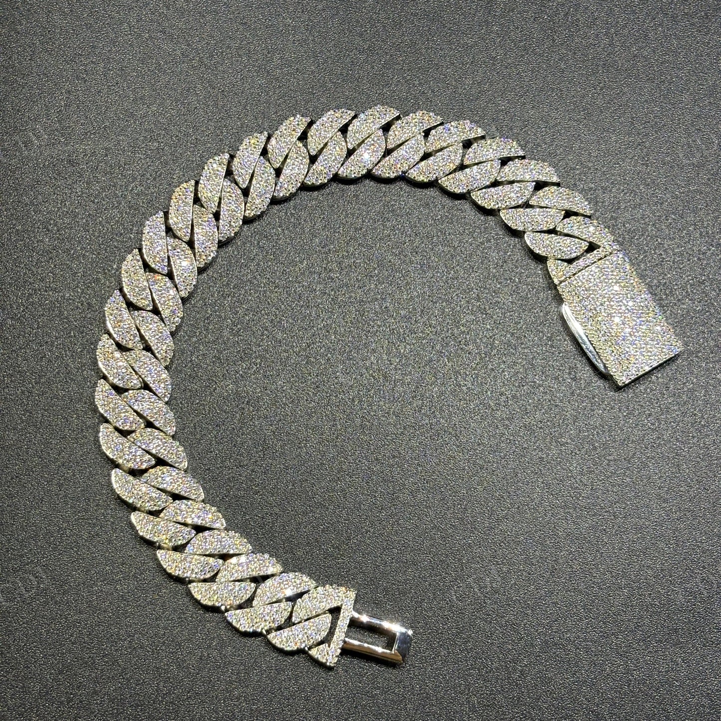 12mm Arc 3row 925 Sterling Silver Moissanite Cuban Chain