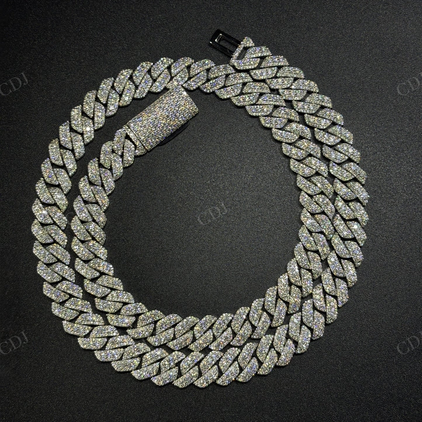 12mm SQ Middle Big Diamond Sterling Silver Moissanite Chain