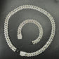 13mm SQ Middel Baguette 925 Sterling Silver Moissanite Chain