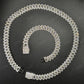 13mm SQ Middel Baguette 925 Sterling Silver Moissanite Chain