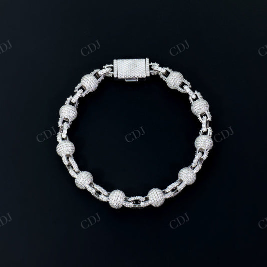 8mm Fully Iced Out 925 Silver Moissanite Ball Chain