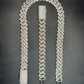 18mm Round and baguette Moissanite Sterling Silver Cuban Chain