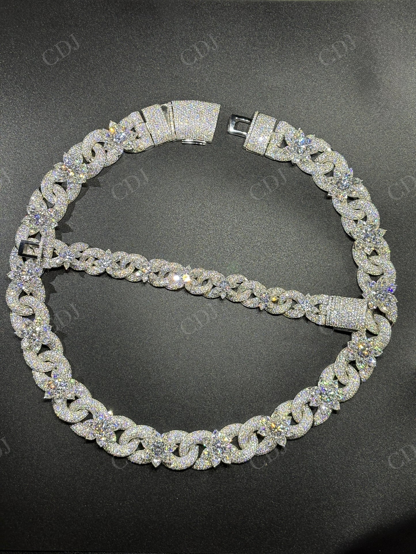 Sterling Silver Moissanite 20mm Flower chain