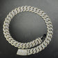 18mm Mosaic Setting Moissanite Sterling Silver Cuban Chain
