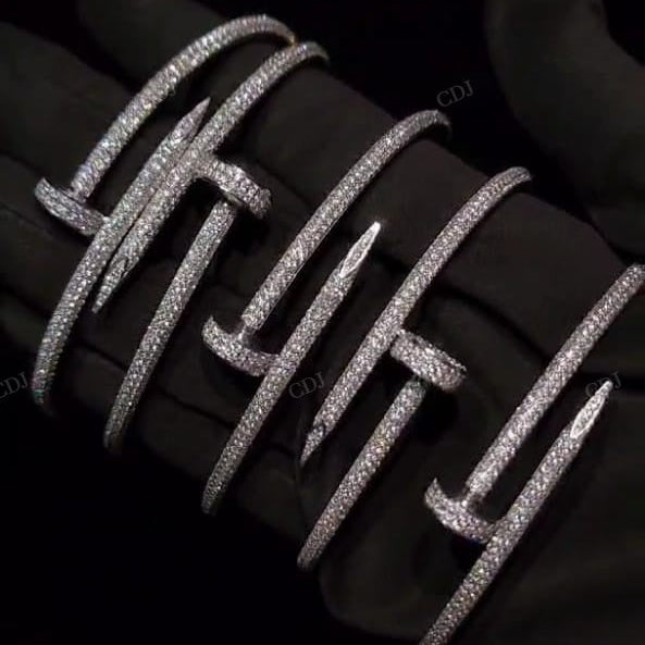 Nail Cartier Sterling Silver Moissanite Bracelet