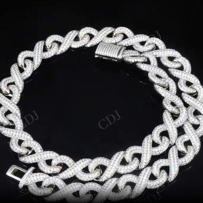 Silver Moissanite 15.5mm Infinity Chain