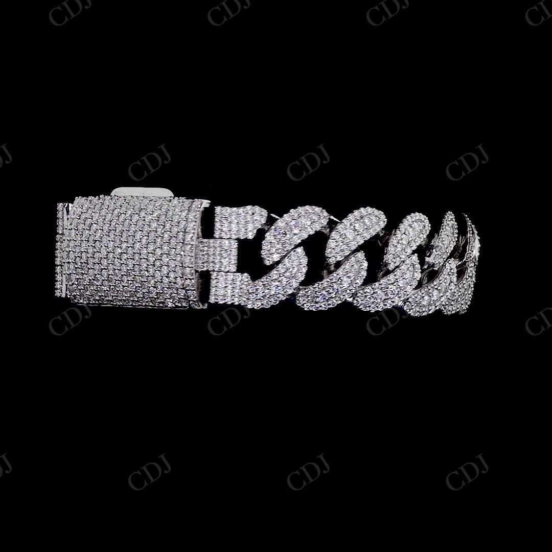 18mm Middle Big Diamond Round Sterling Silver Moissanite Cuban Chain